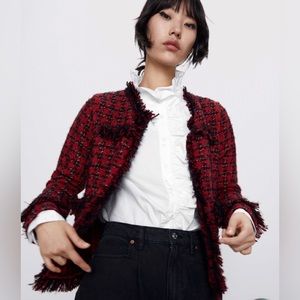 NWT  ZARA BOHO CHIC SHORT TWEED JACKET SIZE S SMALL $69.90